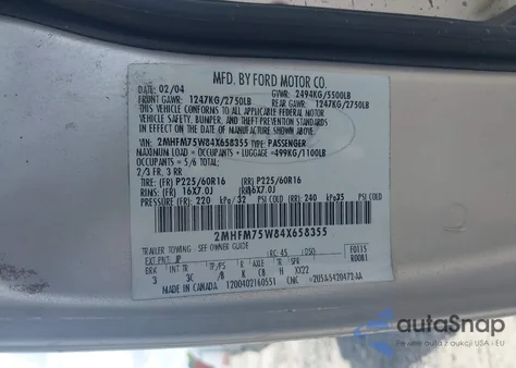 2004 Mercury Grand Marquis Ls из США, поврежденный, VIN 2MHFM75W84X658355